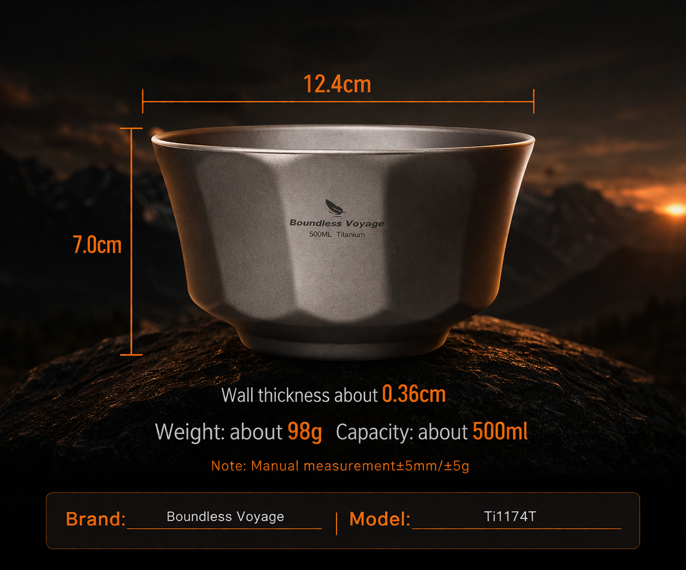 Boundless Voyage Ti1174T — Double-Wall Titanium Bowl